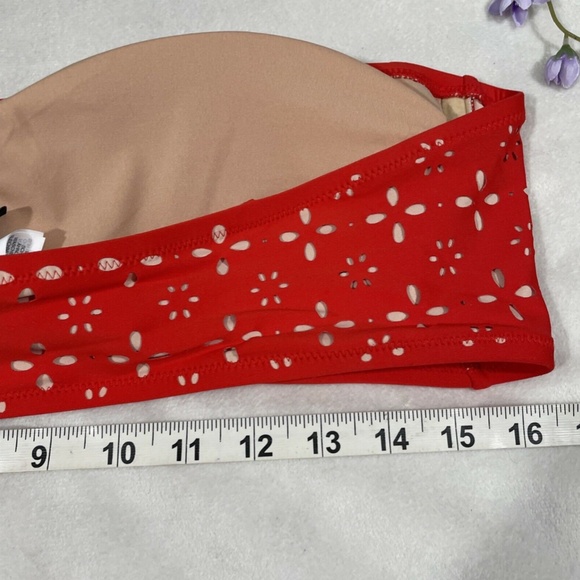 NEW $64 J.CREW Straight Bandeau‎ Bikini Top In Fiery Sunset Blush [SZ XL ] - Picture 10 of 12